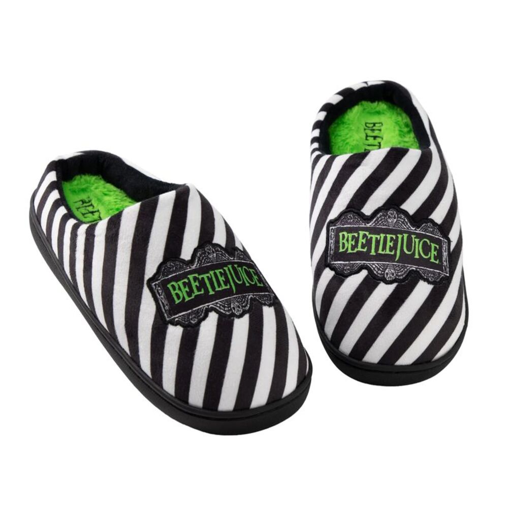 Beetlejuice Unisex Adult Logo Mule Slippers / Black/White/Green